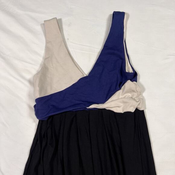 Anthropologie Maeve Elysian Maxi Dress Size XS Black Blue Ivory Colorblock Tank - Picture 12 of 13